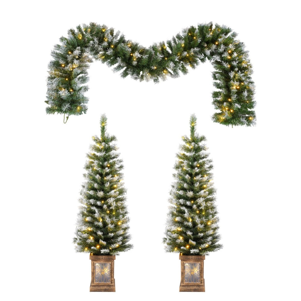 HomeRoots 4' Full Tropical Christmas Tree - Pre-Lit, Decorated, LED Lights & Elegant Ornaments for Festive Cheer 711238