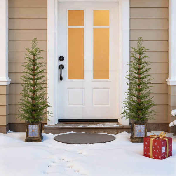HomeRoots 6' White Pre Lit Tropical Christmas Tree with 250 LED Lights, Decorated for Instant Holiday Cheer 711239