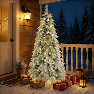 HomeRoots 5' Pre-Lit White Tropical Christmas Tree with Decorations - Effortless Setup & Stunning Display! 711240
