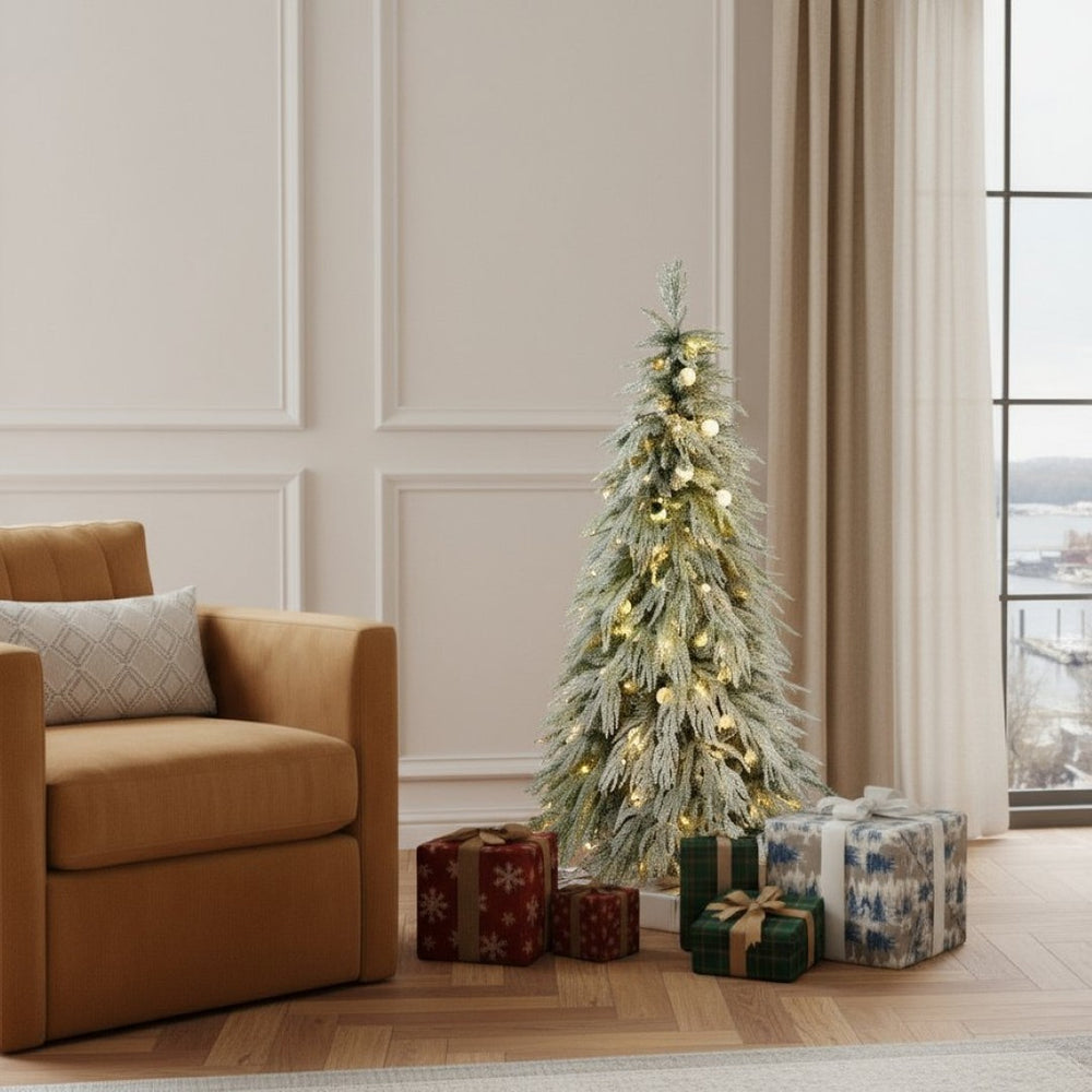 HomeRoots 6.5' Pre-Lit Tropical Christmas Tree - Lush, Colorful LED Décor for Effortless Holiday Cheer! 711241