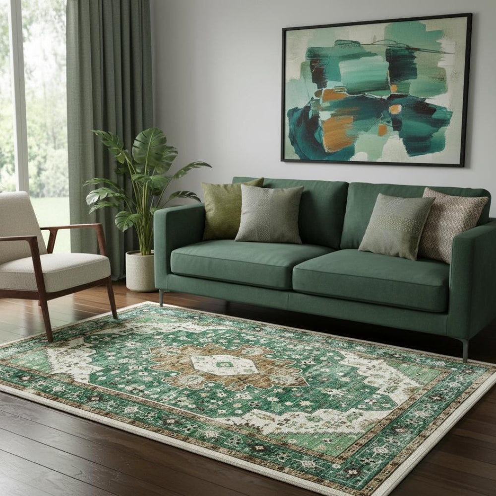 HomeRoots 8' Stylish Persian-Inspired Medallion Area Rug - Washable, Stain-Resistant, Non-Slip Design for Homes 8' X 10' 711245