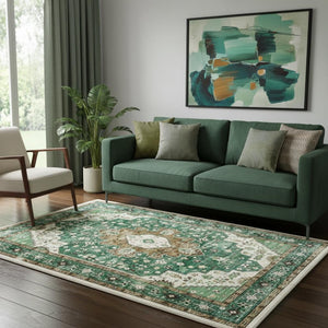 HomeRoots 8' Stylish Persian-Inspired Medallion Area Rug - Washable, Stain-Resistant, Non-Slip Design for Homes 8' X 10' 711245