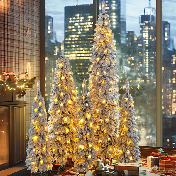 HomeRoots 8' White Pre-Lit Full Fir Christmas Tree – Elegant, Easy Setup with LED Lights & Holiday Decor! 711249