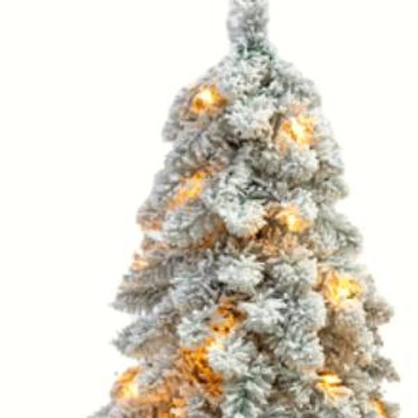 HomeRoots 8' White Pre-Lit Full Fir Christmas Tree – Elegant, Easy Setup with LED Lights & Holiday Decor! 711249