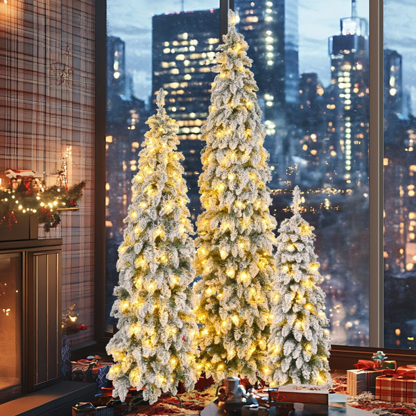HomeRoots 8' White Pre Lit Full Fir Christmas Tree – Effortless Elegance with Stunning Lights & Decorations! 711250