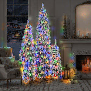 HomeRoots 8' White Pre Lit Full Fir Christmas Tree – Effortless Elegance with Stunning Lights & Decorations! 711250