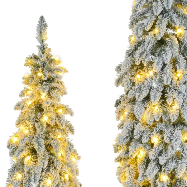 HomeRoots 8' White Pre Lit Full Fir Christmas Tree – Effortless Elegance with Stunning Lights & Decorations! 711250