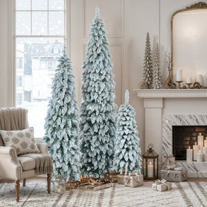 HomeRoots 8' White Pre Lit Full Fir Christmas Tree – Effortless Elegance with Stunning Lights & Decorations! 711250