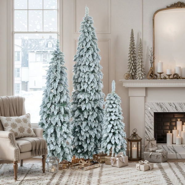 HomeRoots 8' White Pre Lit Full Fir Christmas Tree – Effortless Elegance with Stunning Lights & Decorations! 711250