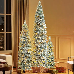 HomeRoots 7.5' White Pre Lit Full Spruce Christmas Tree - Luxurious LED Lighting, Easy Setup & Stunning Decor 711251
