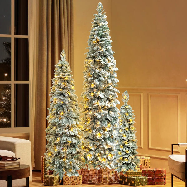 HomeRoots 7.5' White Pre Lit Full Spruce Christmas Tree - Luxurious LED Lighting, Easy Setup & Stunning Decor 711251