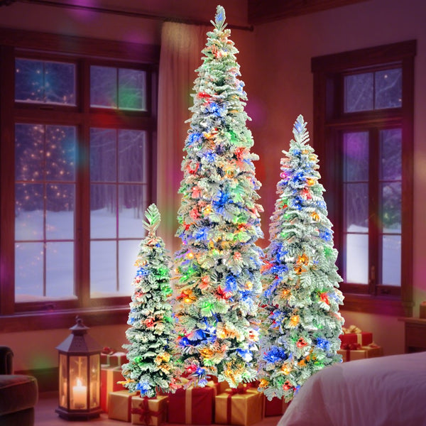 HomeRoots 7.5' White Pre Lit Full Spruce Christmas Tree - Luxurious LED Lighting, Easy Setup & Stunning Decor 711251