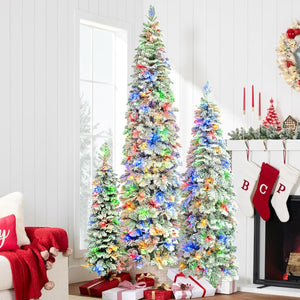 HomeRoots 7.5' White Pre Lit Full Spruce Christmas Tree - Luxurious LED Lighting, Easy Setup & Stunning Decor 711251