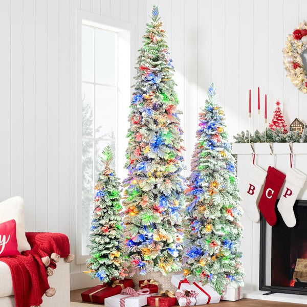 HomeRoots 7.5' White Pre Lit Full Spruce Christmas Tree - Luxurious LED Lighting, Easy Setup & Stunning Decor 711251