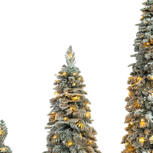 HomeRoots 7.5' White Pre Lit Full Spruce Christmas Tree - Luxurious LED Lighting, Easy Setup & Stunning Decor 711251