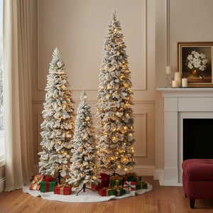 HomeRoots 7.5' White Pre Lit Full Spruce Christmas Tree - Luxurious LED Lighting, Easy Setup & Stunning Decor 711251