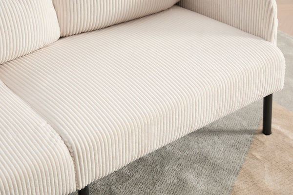 English Elm United We Win Corduroy Loveseat Plush Ergonomic Sofa with Spring Support Metal Legs Beige W1568P410043