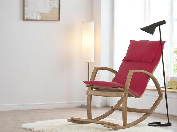 English Elm Modern Children's Rocking Chair with Sturdy Wooden Frame, Upholstered High Back, Washable Fabric, Safe Soothing Motion for Nursery and Playroom (Ages 0-8) Red B029P330083