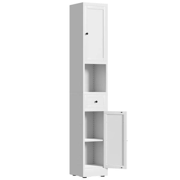 English Elm 71 Inch Freestanding Metal Storage Cabinet Five Tier Narrow Pantry Organizer White W2735P428814