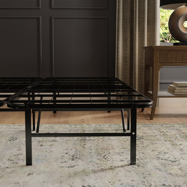 English Elm High Rise King Platform Foundation Matte Black No Tools 14 Inch Bed Base B337P335236