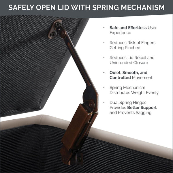 English Elm Shandra Tufted Top Upholstered Storage Bench Light Blue with 44.5" Interior, 400lb Capacity Elegance B035P341160