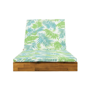 English Elm Boat-shape Acacia Wood Outdoor Chaise Lounge Slatted Teak Finish Poolside Recliner Green Leaf,Teak N770P380117T_N770P253018L