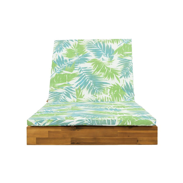 English Elm Boat-shape Acacia Wood Outdoor Chaise Lounge Slatted Teak Finish Poolside Recliner Green Leaf,Teak N770P380117T_N770P253018L