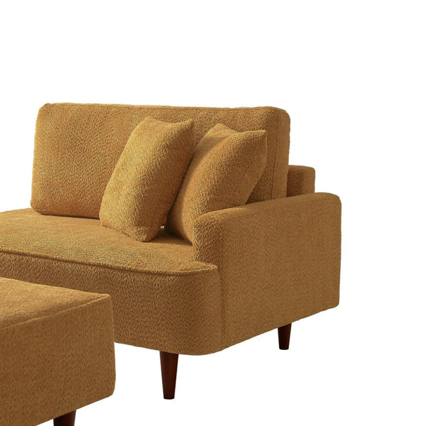 English Elm Indoor Boucle Chaise Lounge with Detachable Ottoman Convertible Daybed Bedroom Reading Nook Orange W5515P438710