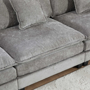 English Elm Cloud Modular Two Seat Chenille Sofa Deep Cushioned Comfort for Modern Living Rooms Gray W1143P378589
