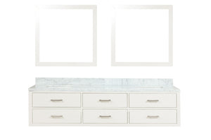 English Elm White Double Bath Vanity Set With Carrara Marble Top & Matching Mirrors – Elegant, Durable Design B2731S01577-GIGA