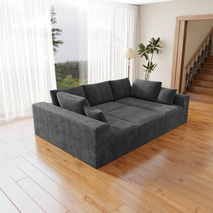 English Elm 98.4*68.9"Modular 98.4*68.9" Modular Sectional Sofa - Plush Corduroy, No Assembly, Flexible Design For Cozy Living Spaces W3819S00116