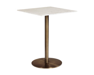 Sunpan Enco Bar Table - Stunning Art Deco Design with Solid Carrara Marble Top and Antique Gold Base Elegance Square - 32W x 32D x 41.5H