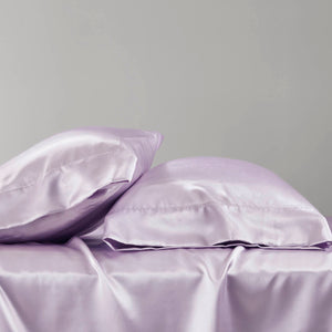 English Elm 6 Luxury Queen Sheet Set Satin 100% Polyester 90GSM Smooth Wrinkle-Resistant Deep Pocket Bedding Purple 11.81 L x 9.84 W x 3.94 H B035P319703