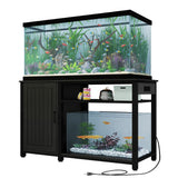 English Elm Heavy Duty 55-75 Gallon Aquarium Stand With Power Outlets, Cabinet For Fish Tank Accessories Storage - Metal Fish Tank Stand Suitable For Fish Tank, Turtle Tank, 860Lbs Capacity, Black