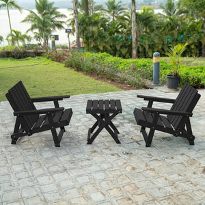 English Elm Shoreline Recycled Hdpe Folding Adirondack Chair Fully Assembled Modern Patio Seating Black B2745P409678