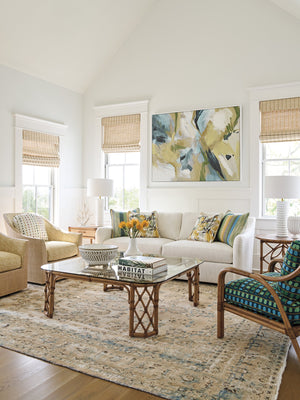 Lexington Tommy Bahama Home Coral Reef Cocktail Table: Elegant Driftwood Design With Leather-wrapped Rattan & Glass Top Sunwashed  579-949c