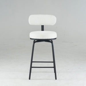 English Elm Modern Bouclé Swivel Bar Stools Set of 2 — Counter Height Fabric Seats with Metal Frame & Footrest, 360° Comfort White W1901P264272