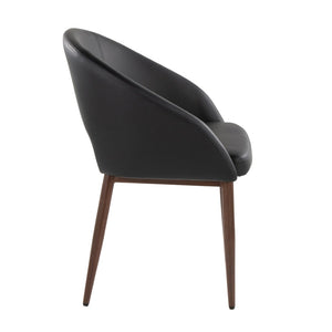 English Elm Chair Set of Two with Tapered Walnut Metal Legs and Off-white Upholstered Seats Black,Walnut B202S02117