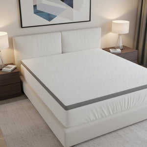 HomeRoots 3" White Gel Memory Foam Mattress Topper – Enhance Sleep Quality with Cooling Comfort & Support King 711917