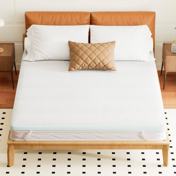 HomeRoots 2" White Gel Memory Foam Mattress Topper - Ultimate Comfort, Cooling Support, Pressure Relief & Durability King 711944