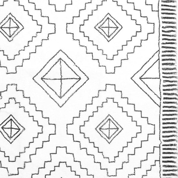 HomeRoots 5' Black and White Moroccan Washable Area Rug - Stylish, Durable, and Easy-Care for Modern Homes 8' X 10' 711959