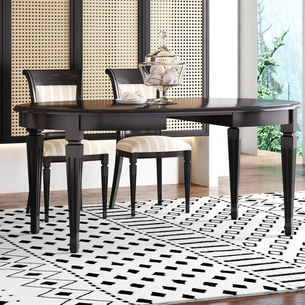 HomeRoots 8' X 10' Black and White Moroccan Area Rug - Stylish, Washable, Stain-Resistant for High-Traffic Spaces Modern Stripes Retangle 8' x 10' 711961
