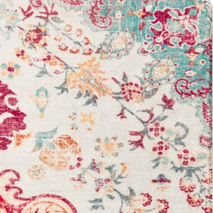 HomeRoots 6' Soft Washable Medallion Area Rug in Blue, Pink & White - Durable, Stain-Resistant, Easy Care! 6' X 9' 711981