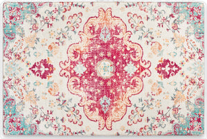 HomeRoots 6' Soft Washable Medallion Area Rug in Blue, Pink & White - Durable, Stain-Resistant, Easy Care! 8' X 10' 711982