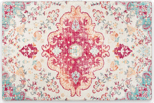 HomeRoots 6' Soft Washable Medallion Area Rug in Blue, Pink & White - Durable, Stain-Resistant, Easy Care! 8' X 10' 711982