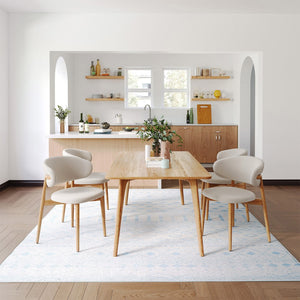 HomeRoots 6' Aqua and Ivory Geometric Area Rug - Stylish, Washable, Non-Slip, Durable for High-Traffic Spaces 6' X 9' 711993