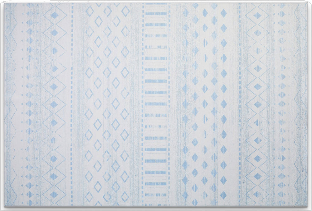 HomeRoots 6' Aqua and Ivory Geometric Area Rug - Stylish, Washable, Non-Slip, Durable for High-Traffic Spaces 6' X 9' 711993
