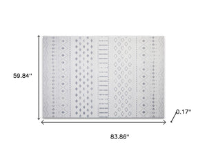 HomeRoots 6' Contemporary Off-White and Gray Geometric Area Rug - Durable, Washable, Perfect for Any Room 6' X 9' 711996