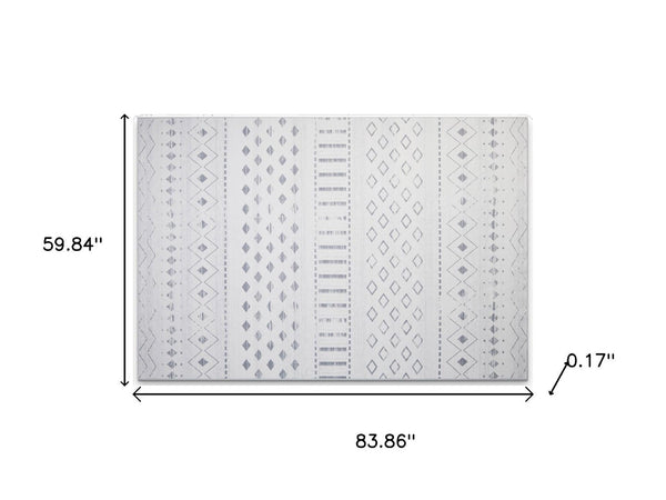 HomeRoots 6' Contemporary Off-White and Gray Geometric Area Rug - Durable, Washable, Perfect for Any Room 6' X 9' 711996