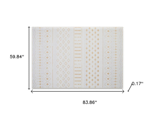 HomeRoots 6' Gold and White Abstract Geometric Washable Area Rug – Stylish, Durable, and Easy to Clean! 6' X 9' 711999